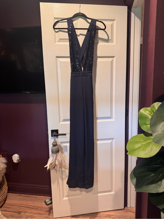 Lulus Pants - Lulu's Black Sequin Plunge V-Neck Evening Jumpsuit